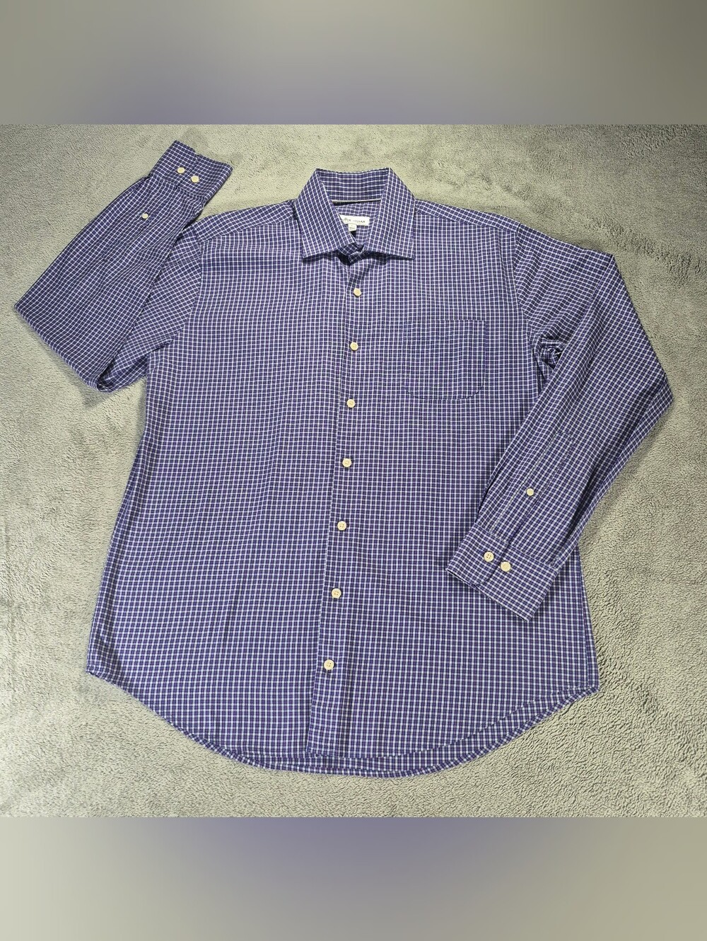 Peter Millar Blue Checked Long-Sleeve Dress Shirt